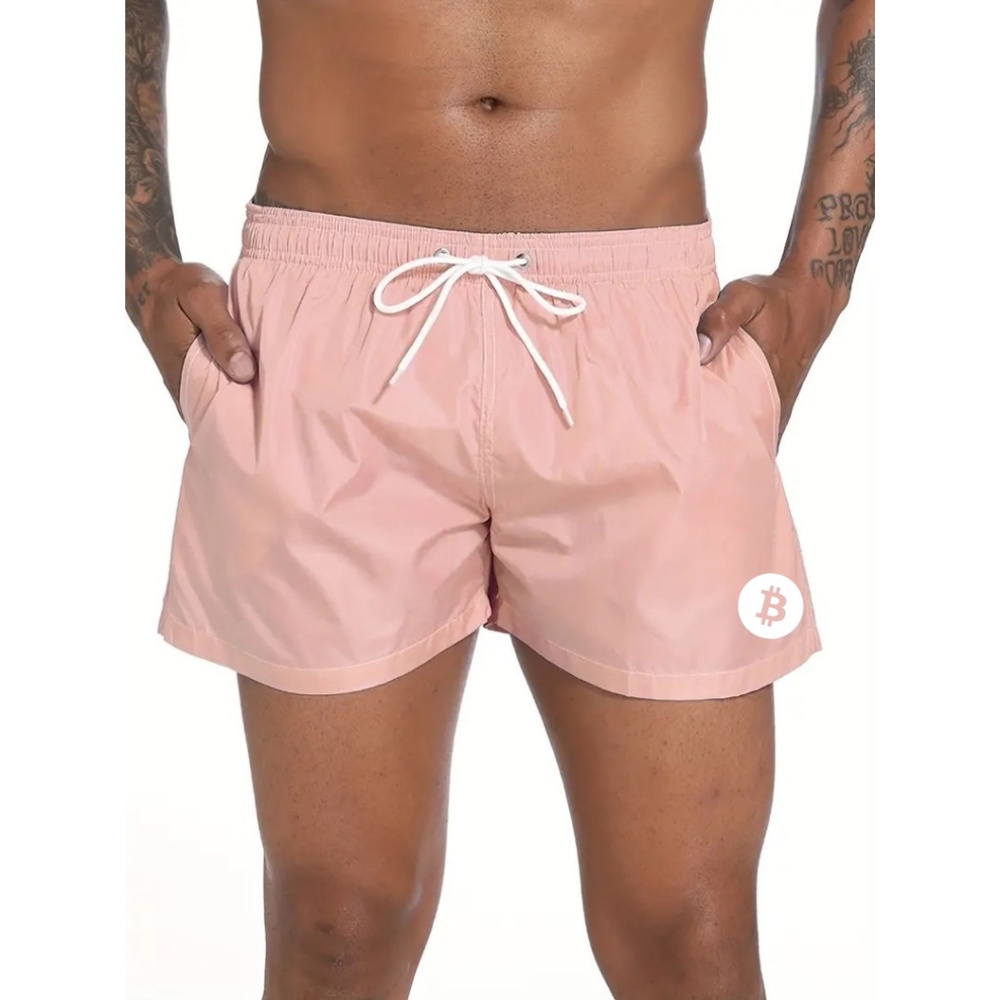 BNWT Men's Isabelle LaRue Blush Pink Bitcoin Swim Shorts